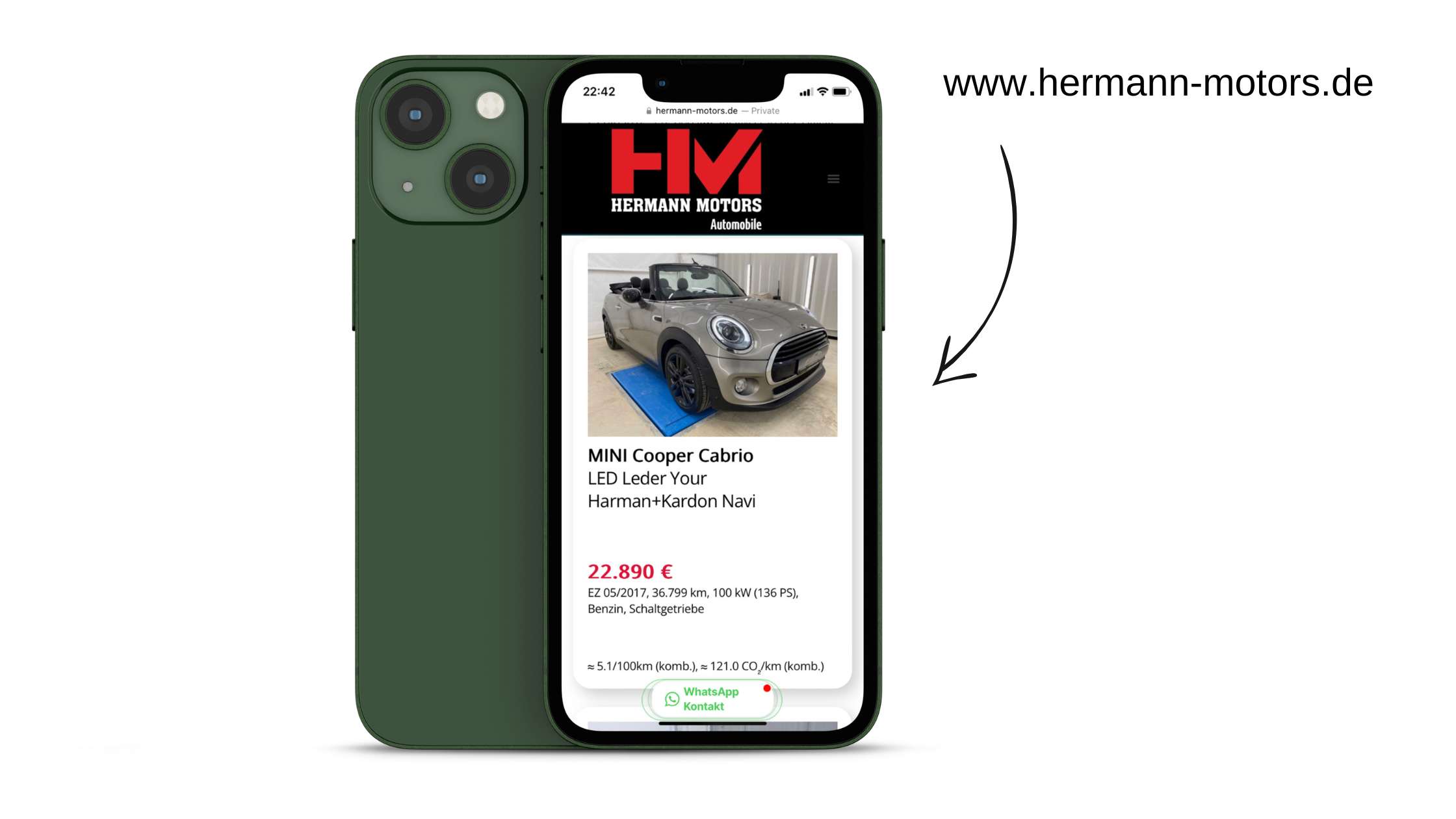 Hermann Motors Website auf dem iPhone